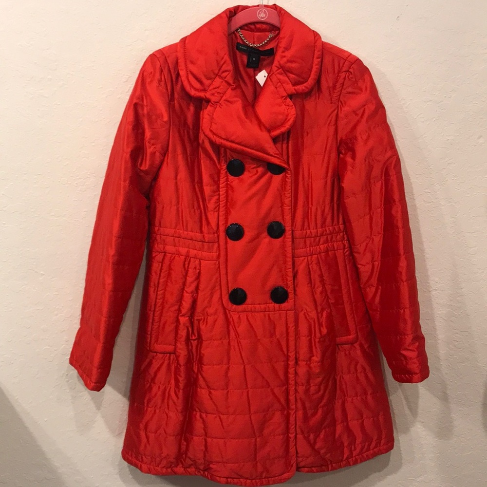 MARC BY MARC JACOBS shiny red button down coat M